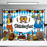 Blau Weiß Brot Bier Weizen Oktoberfest Hintergrund